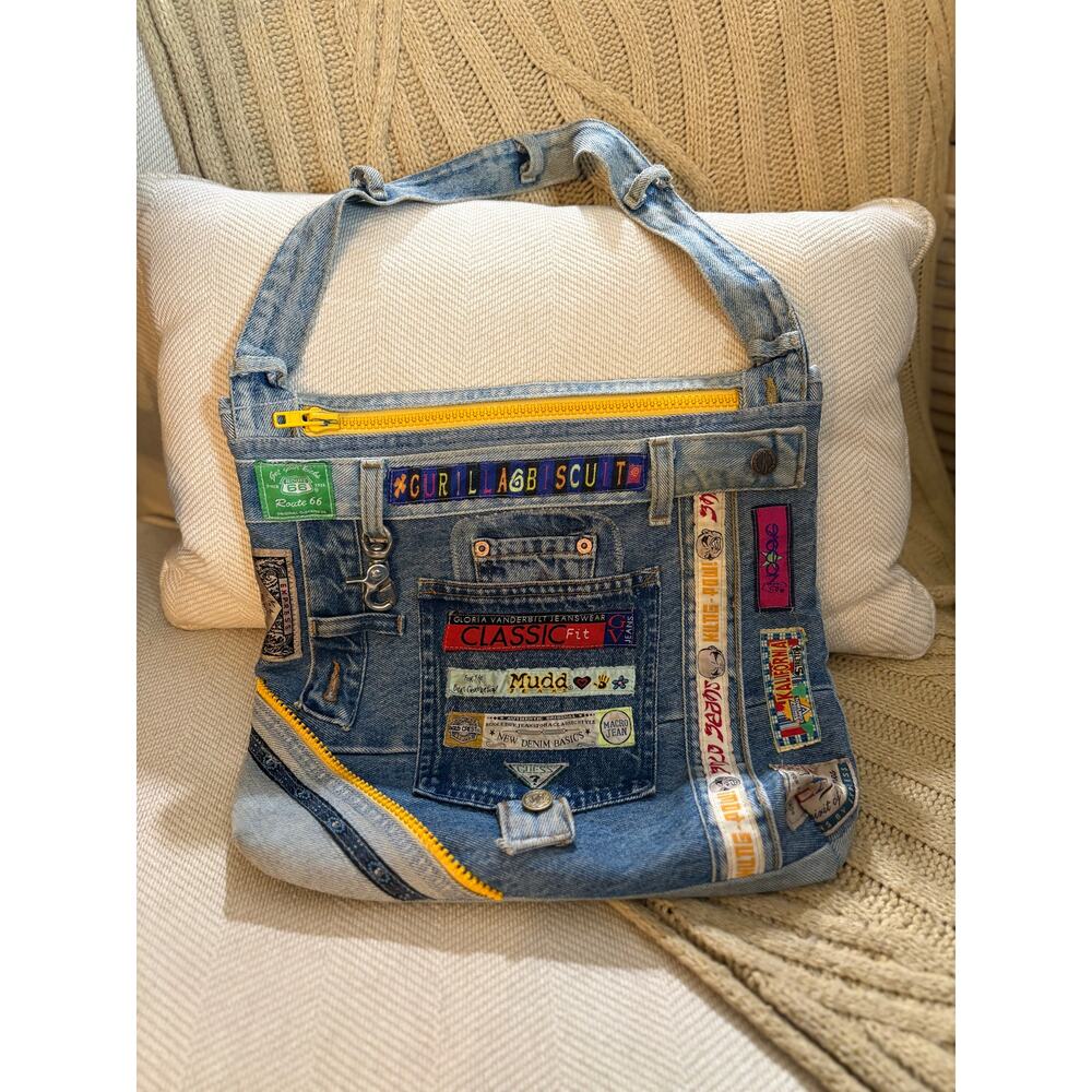Handmade Vintage Upcycled Denim Patchwork Tote Bag